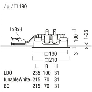 Zumtobel Group - Downlight/Strahler/Flutlicht LED-Einbauleuchte P-INFQ190L #60818588 2700-6500K