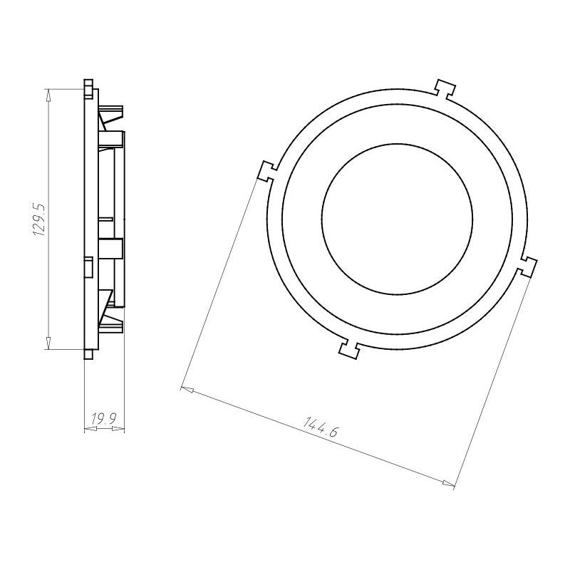 Kaiser - Zubehör/Ersatzteile für Leuchteneinbaugehäuse Frontteil HaloX 100 1281-62 DA 75 für Sichtbeton − 8 Stück