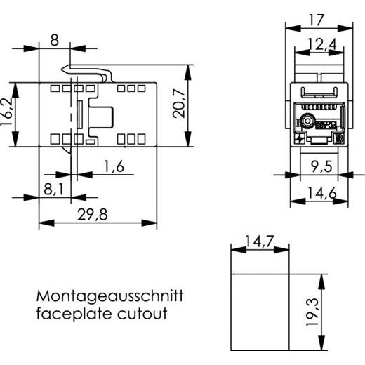 Telegärtner - Modulare Kupplung UMJ-Kupplung K Cat.5e 100023234 RJ45 (f-f), apws − 24 Stück