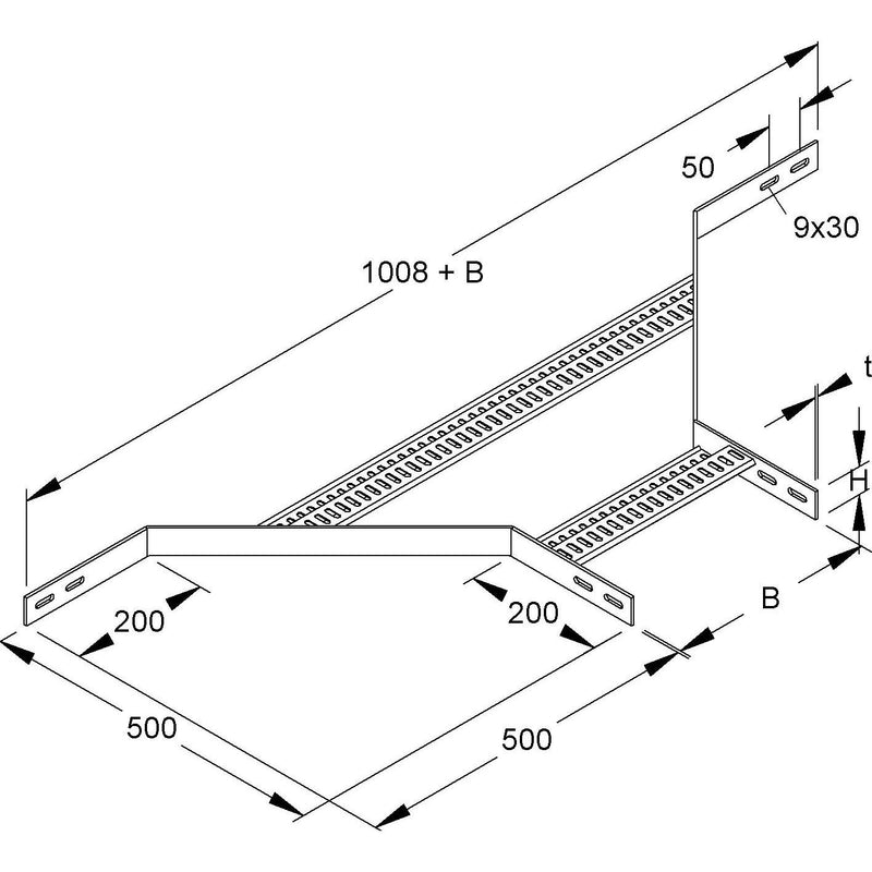 Niedax - Anbau-Abzweigstück für Kabelleiter Anbau-T-Stück KLMZTAL 40.150 F 40x150mm
