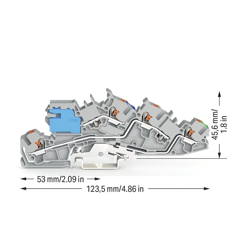 WAGO - Installations-Etagenklemme Installationsetagenklemme 2205-7641 4 mm² mit Drücker − 50 Stück