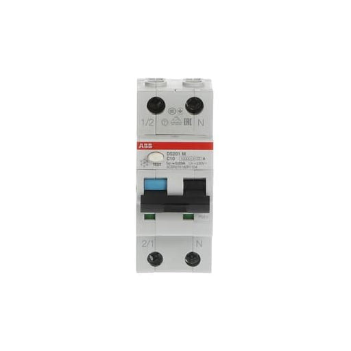 ABB Stotz S&J - Kombination FI-Schalter/Leitungsschutzschalter FI/LS-Schalter DS201MA-C10/0,03 10kA, 1p+N