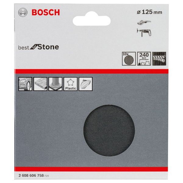 Bosch - Schleifpapier/Schleifvlies PRO F355 Schleifblatt, 125 2608606758 mm, 240, 10-tlg