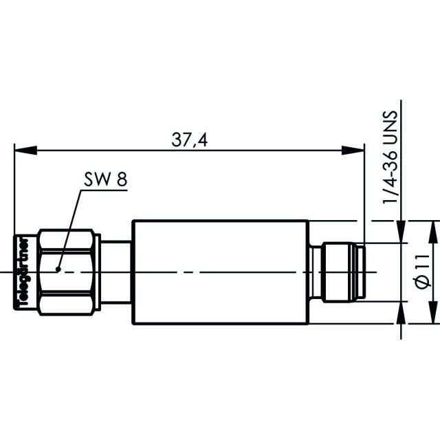Telegärtner - Pegelsteller SMA-Dämpfungsglied 6 dB 100024829 2W 3 GHz (m-f)