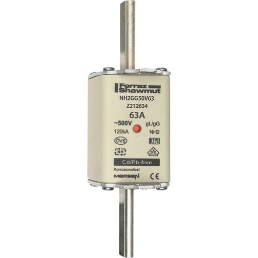 Mersen - Messersicherung NH-Sicherungseinsatz SF NH2GG50V63 Gr.2 gG 63A/500V KM