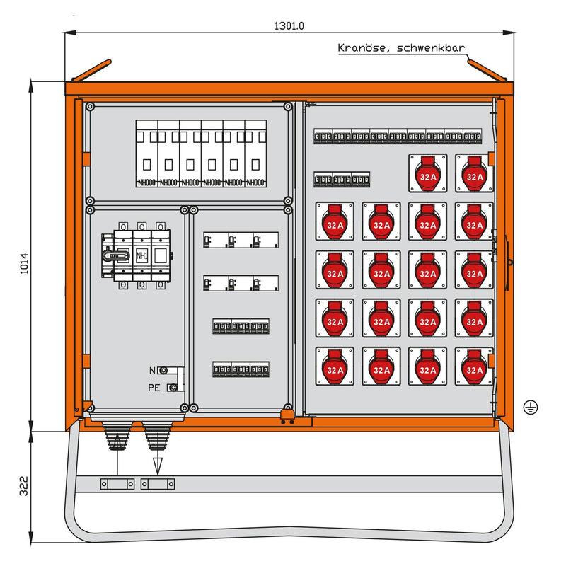 Walther Werke - Baustromverteiler Verteilerschrank WV0578CR1 138kVA f.Container
