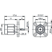 Telegärtner - Koax-Steckverbinder SMA-Einbaustecker 100024628 mit Flansch − 5 Stück