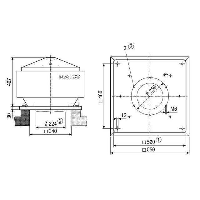 Maico - Ventilator für Dacheinbau Radial-Dachventilator MDR 22 EC mit EC-Motor