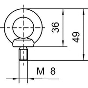 Stahl - Mechanisches Zubehör/Ersatzteile für Leuchten Ringschraube 115736 M8 Zubehör 6000