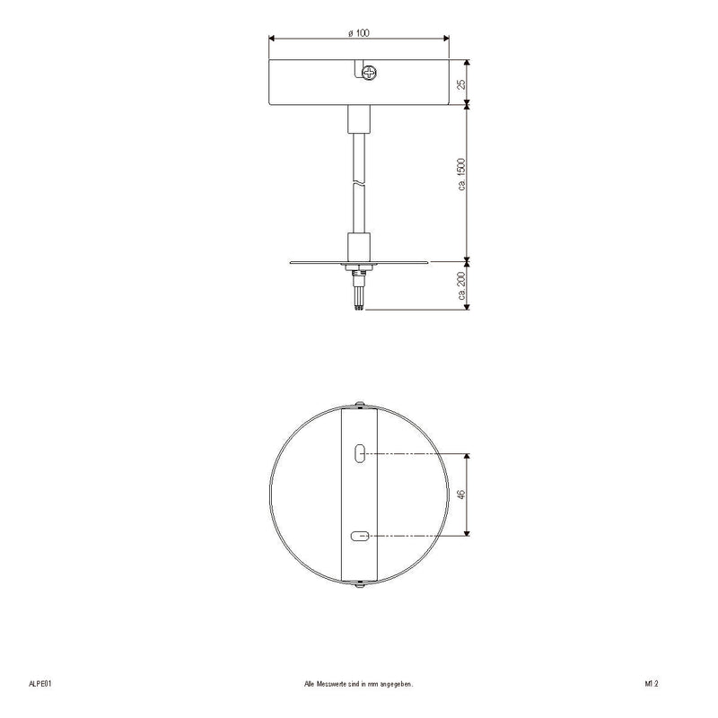 EVN Lichttechnik - Mechanisches Zubehör/Ersatzteile für Leuchten Seilabhängung ALPE01 150cm