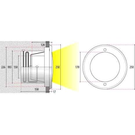 Wibre - Decken-/Wandleuchte Schwimmbecken-Scheinwerfer 4.0301.00.00 PAR56 300W 12V AC