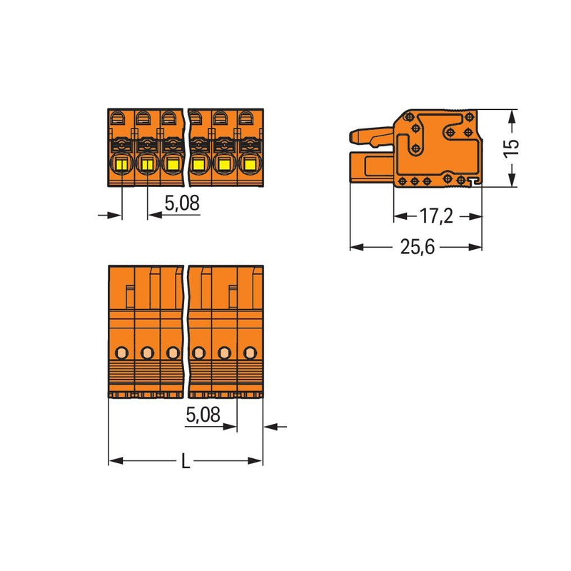 WAGO - Kabelsteckverbinder für Leiterplattensteckverbinder 1-Leiter-Federleiste 2231-309/102-000 Push-inCAGECLAMP,or − 50 Stück
