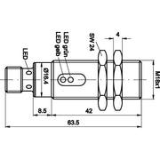 Ipf Electronic - Reflexions-Lichtschranke Sensor Optisch, reflex OR180126 M18x1 64lang, Rotlic