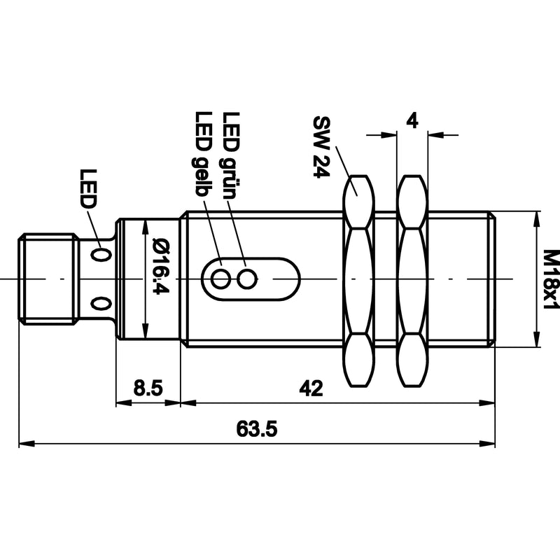 Ipf Electronic - Reflexions-Lichtschranke Sensor Optisch, reflex OR180126 M18x1 64lang, Rotlic