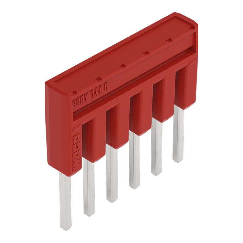 WAGO - Querverbinder/Brücker für Reihenklemme Kammbrücker, isoliert 2000-406/000-005 6-fach, rot − 25 Stück