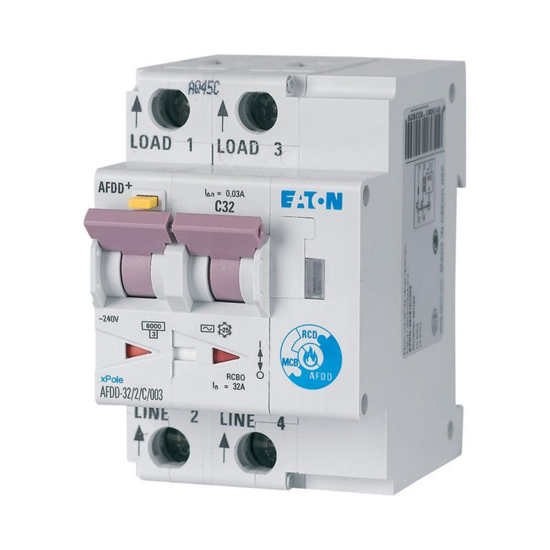 Eaton - Kombination FI-Schalter/Leitungsschutzschalter mit Zusatzeinrichtung Brandschutzschalter AFDD-32/2/B/003-A B, 32 A, Typ A