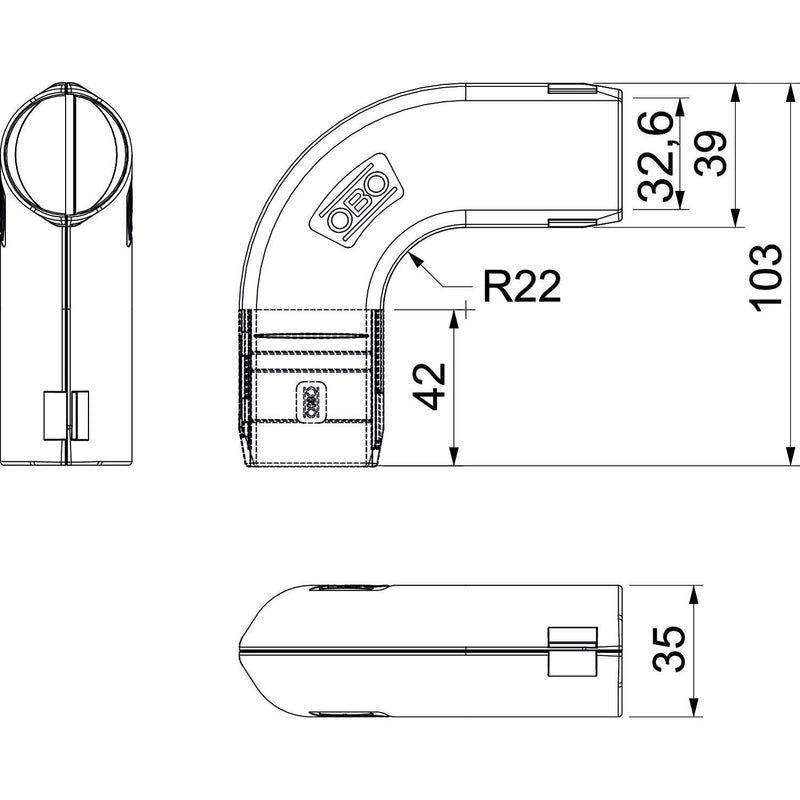 OBO Bettermann - Bogen für Installationsrohre Quick-Pipe-Bogen 3000 BMS M32 LGR 90 Grad