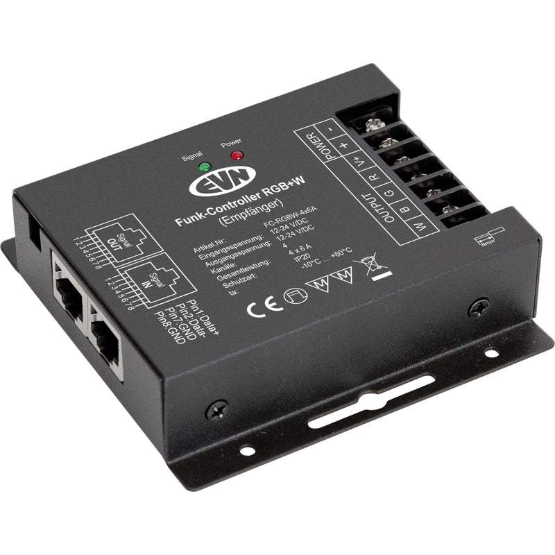 EVN Lichttechnik - Steuergerät für Leuchten Funk-Empfänger-Controller FCRGBW4X6A 12-24V/DC-4x6A IP20