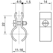 OBO Bettermann - Spanndrahtschelle 1020 11-16 A4 11-16mm − 50 Stück