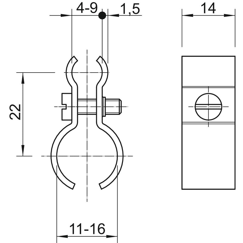 OBO Bettermann - Spanndrahtschelle 1020 11-16 A4 11-16mm − 50 Stück