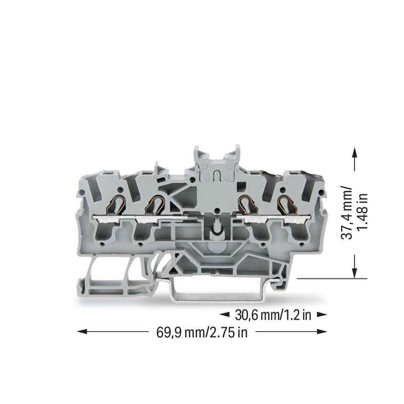 WAGO - Durchgangs-Reihenklemme Doppeldurchgangsklemme 2002-1441 2,5mm² − 100 Stück