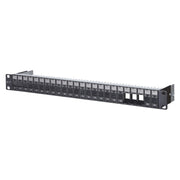 Metz Connect - Frontpanel/Patchpanel leer (Schaltschrank) Modulträger sw leer 130920-BKKE 1HE f. 24x Keystm