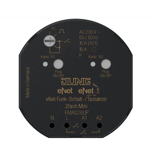 Jung - Bussystem-Schaltaktor Funk-Aktor FM AS 26 UP 2-kanalig, UP