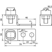 DEHN - Verbinder für Blitzschutz Endstück Z-Form St/tZn ESZF2XB11KSV710STTZN m. 3 Bohr. D11mm
