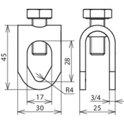 DEHN - Anschlussklemme für Blitzschutz Stangenklemme NIRO FSK81016SKM10X25V2A f. Rd 8-10/Rd 16mm
