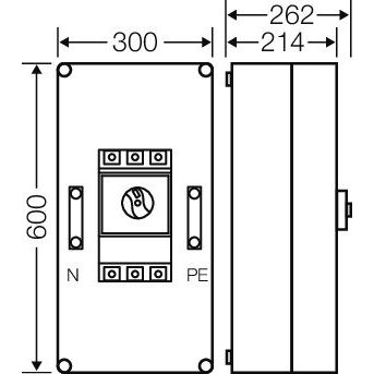 Hensel - Verteilerbaugruppe mit Leistungsschalter Mi-Leistungsschalt.Gehäuse Mi 7434 400A 3pol.+PE