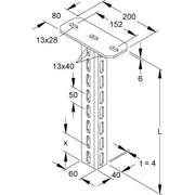Niedax - Hängestiel für Kabeltragsystem Hängestiel U-Profil HU 6040/400 E5 60x40x406mm, eds