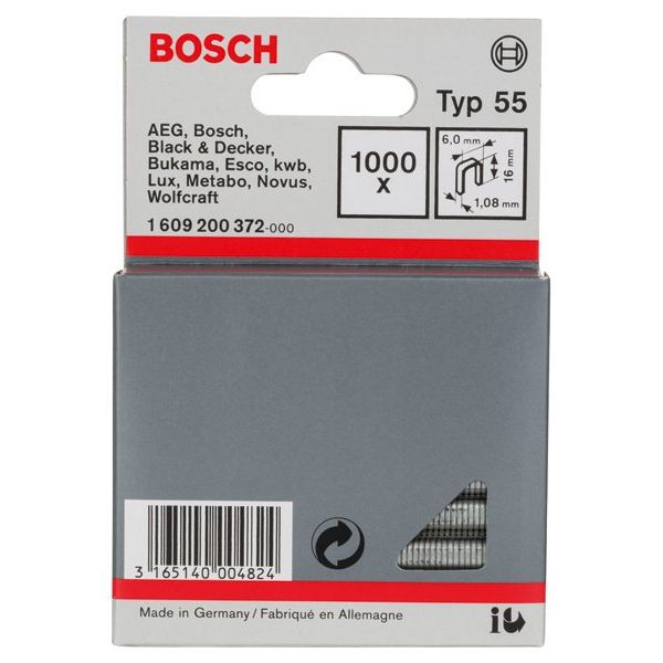 Bosch - Heftklammer Schmalrückenklammer Typ 1609200372 55 6 x 1,08 x 16 mm