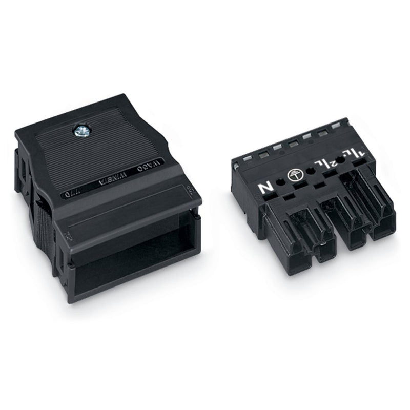 WAGO - Steckverbinder für steckbare Gebäudeinstallation Stecker 770-114 2x0,5-4mmq schwarz − 25 Stück