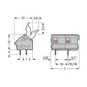 WAGO - Leiterplattenklemme 256-612/333-000 Drücker,2,5 mm²,grau − 10 Stück