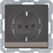 Berker - Steckdose SCHUKO-Steckdose anth/sa 41496086 m. Beschriftungsfeld