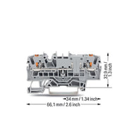 WAGO GmbH & Co. KG - Durchgangs-Reihenklemme 2-Leiter-Durchgangsklemme 2202-1601 2,5mm²,grau − 50 Stück