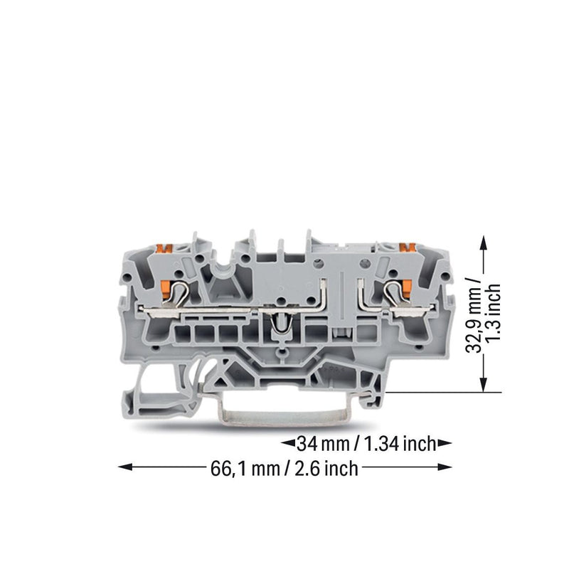 WAGO GmbH & Co. KG - Durchgangs-Reihenklemme 2-Leiter-Durchgangsklemme 2202-1601 2,5mm²,grau − 50 Stück