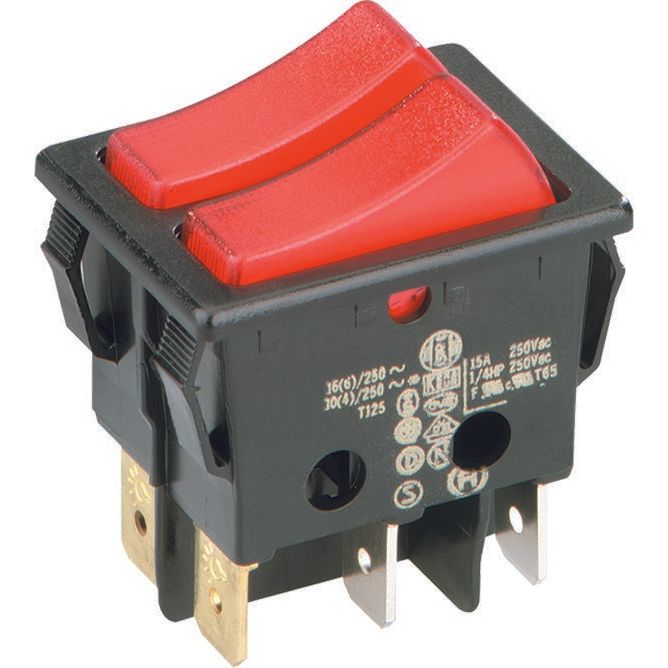 Bachmann - Geräte-Einbauschalter und -taster EB-Wippenschalter 924.120 sw/rt/rt,2x1-pol.Aus
