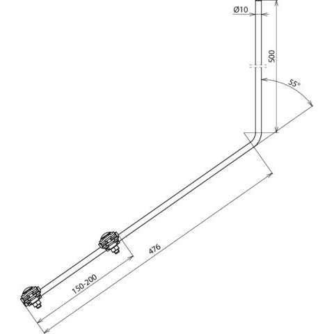 DEHN - Fangeinrichtung für Blitzschutz Fangspitze FSPS 10 1000 W55FKAL gewinkelt, AI