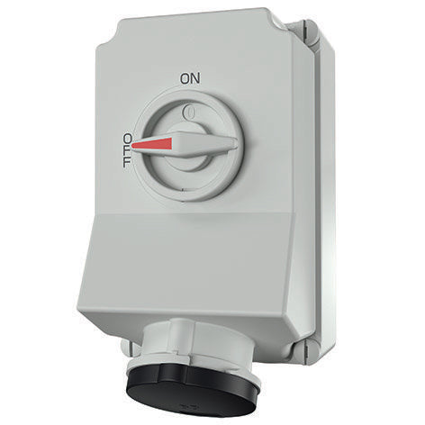 Mennekes - CEE-Steckdose abschaltbar, abgesichert (IEC 60309) Wanddose DUO 5957A 63A,4p,7h,500V,IP44
