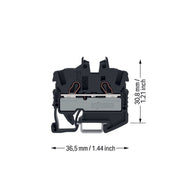 WAGO - Durchgangs-Reihenklemme 2-LeiterMini-Durchgangskl. 2052-1205 2,5 mm²,schwarz − 100 Stück