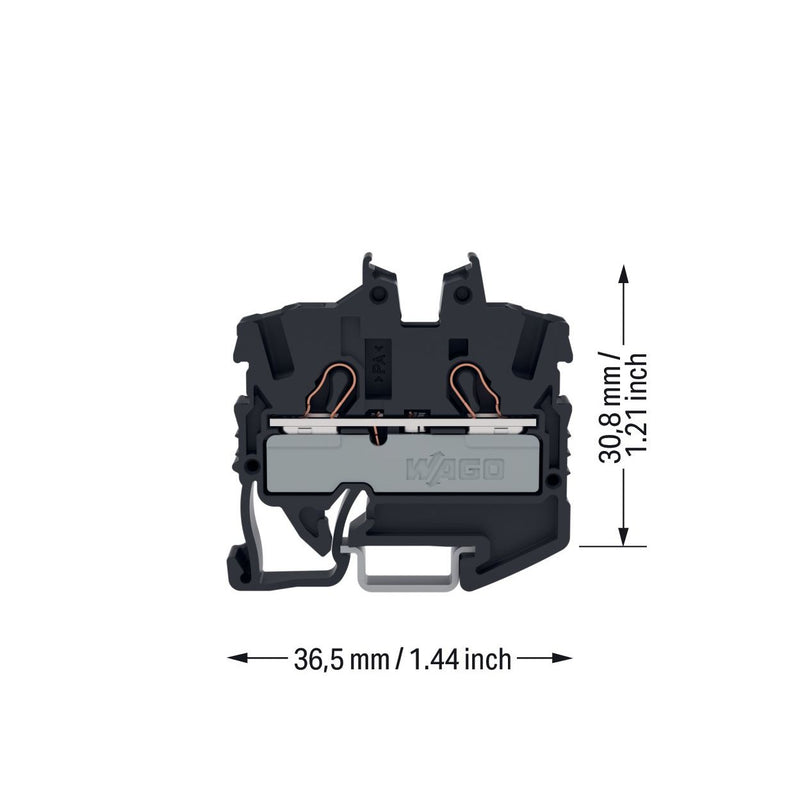 WAGO - Durchgangs-Reihenklemme 2-LeiterMini-Durchgangskl. 2052-1205 2,5 mm²,schwarz − 100 Stück