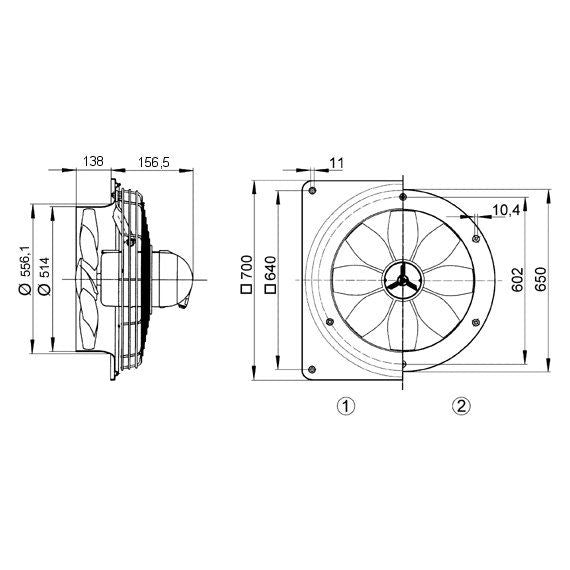 Maico - Explosionsgeschützter Ventilator Axial-Wandventilator DZS 50/4 B Ex e ex-geschuetzt DN 500