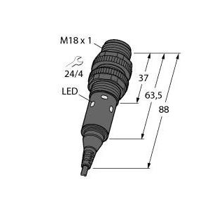 Turck - Lichttaster mit Hintergrundausblendung Reflexionslichttaster S18-2VPFF200-2M − 1 Stück