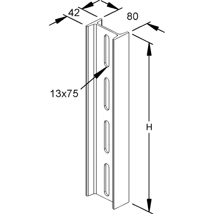 Rico - Stiel/Profilschiene H-Stiel I80 16A1-1000 L=1000mm o.Kopfplat.  − 1 Stück
