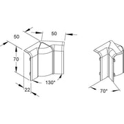 HKL - Inneneck für Sockelleistenkanal Inneneck 70°-130° rws SFI70V.3 Kanal-System SDK − 5 Stück