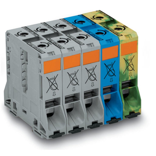WAGO - Ein- und mehrpolige Klemmenleiste Drehstrom-Set 95qmm 285-199 3xgr./1xbl./1xgr.-ge