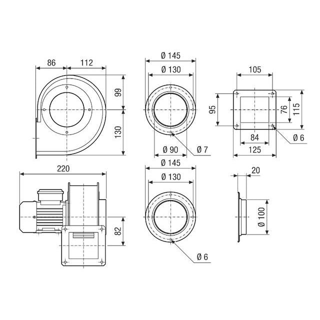 Maico - Ventilator für Rohreinbau MC Radialgebläse GRM ES 10/2 E 430m3/h Baugr.100 1P