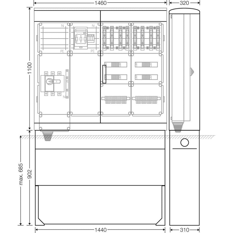 Hensel - Verteilerschrank für Energieversorgung Ladeverteiler Mi EV 22kW 8111 f.8 Ladep. a 22kW