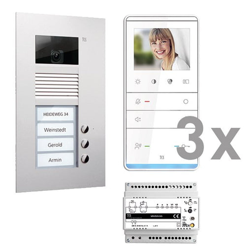 TCS Tür Control - Türsprech-Set Videosprechanlgenset color PVU17030-0010 3 Tasten UP,Freispr
